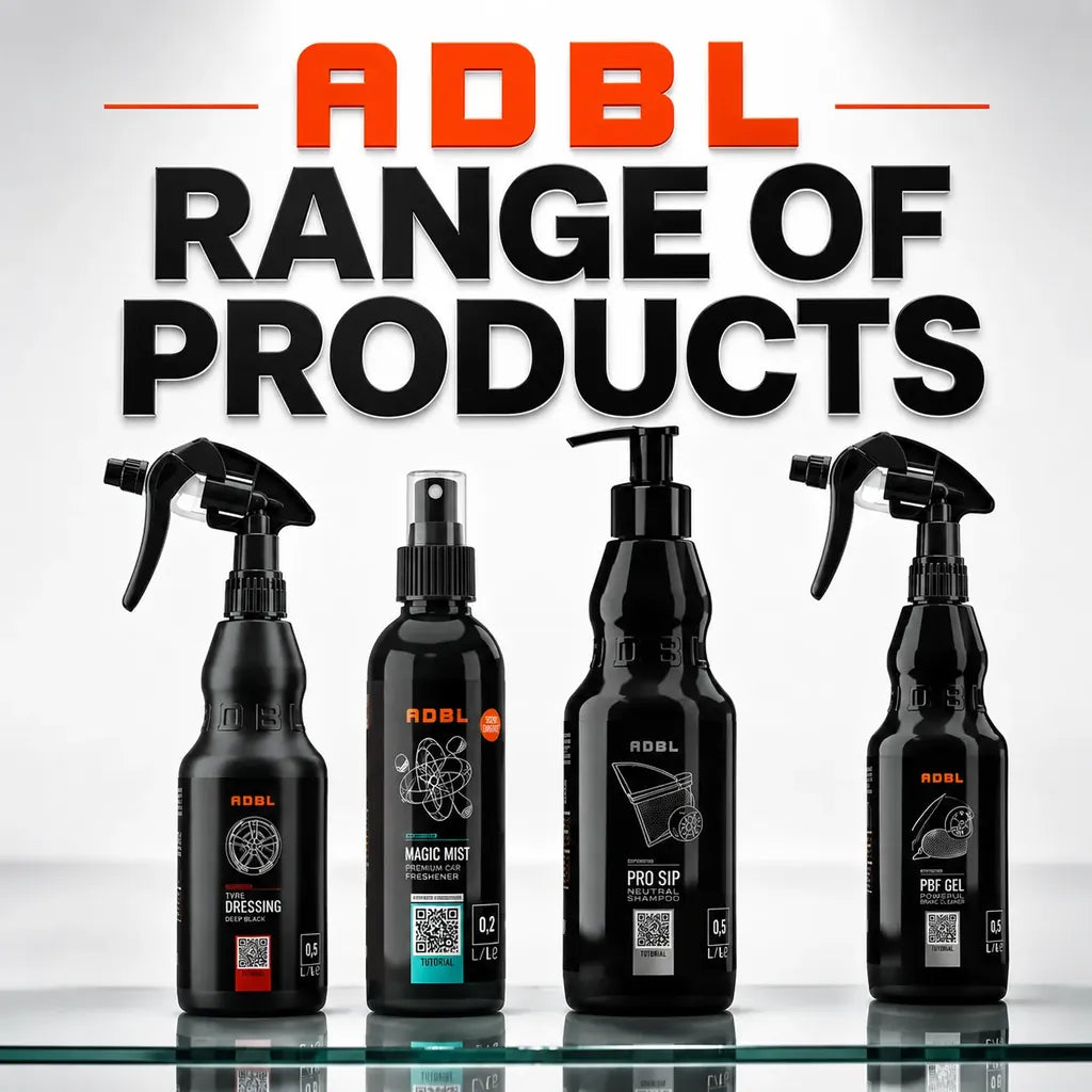 ADBL range of detailing products in black spray bottles - CA Detailing