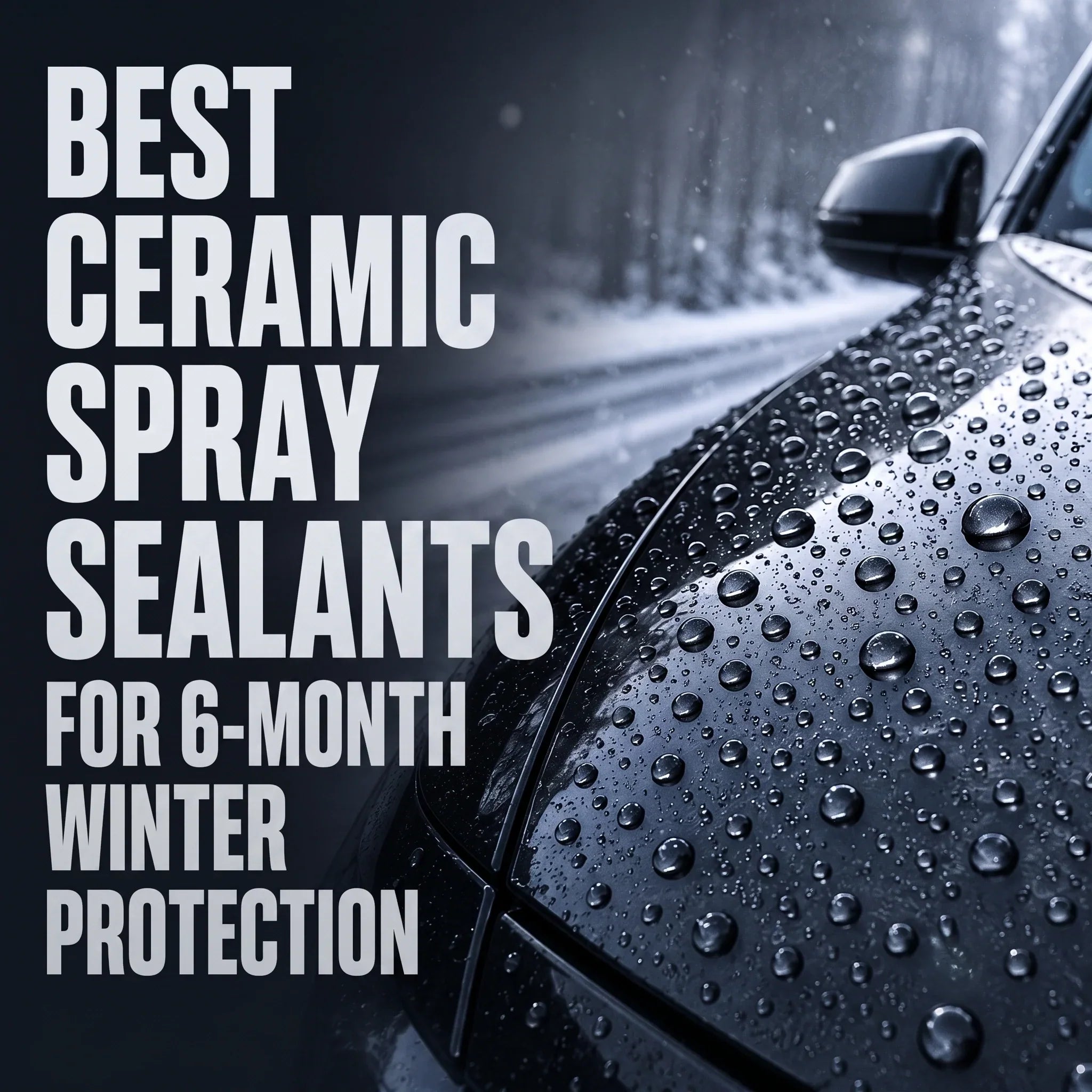 Water beading on a black car bonnet in winter rain, best ceramic spray sealants for 6 month winter protection - CA Detailing