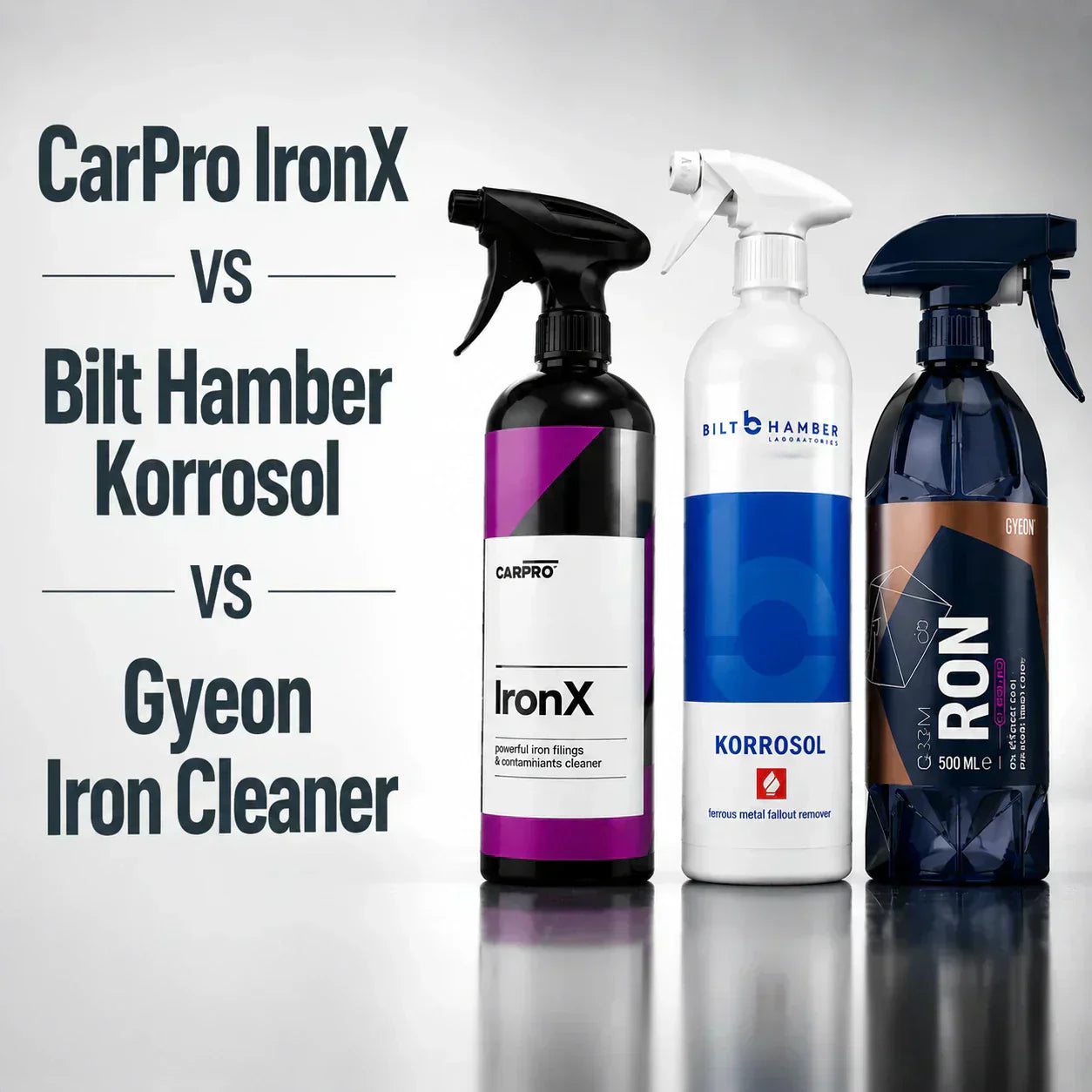 CarPro IronX vs Bilt Hamber Korrosol vs Gyeon Iron Cleaner - Which Removes Fallout Better?