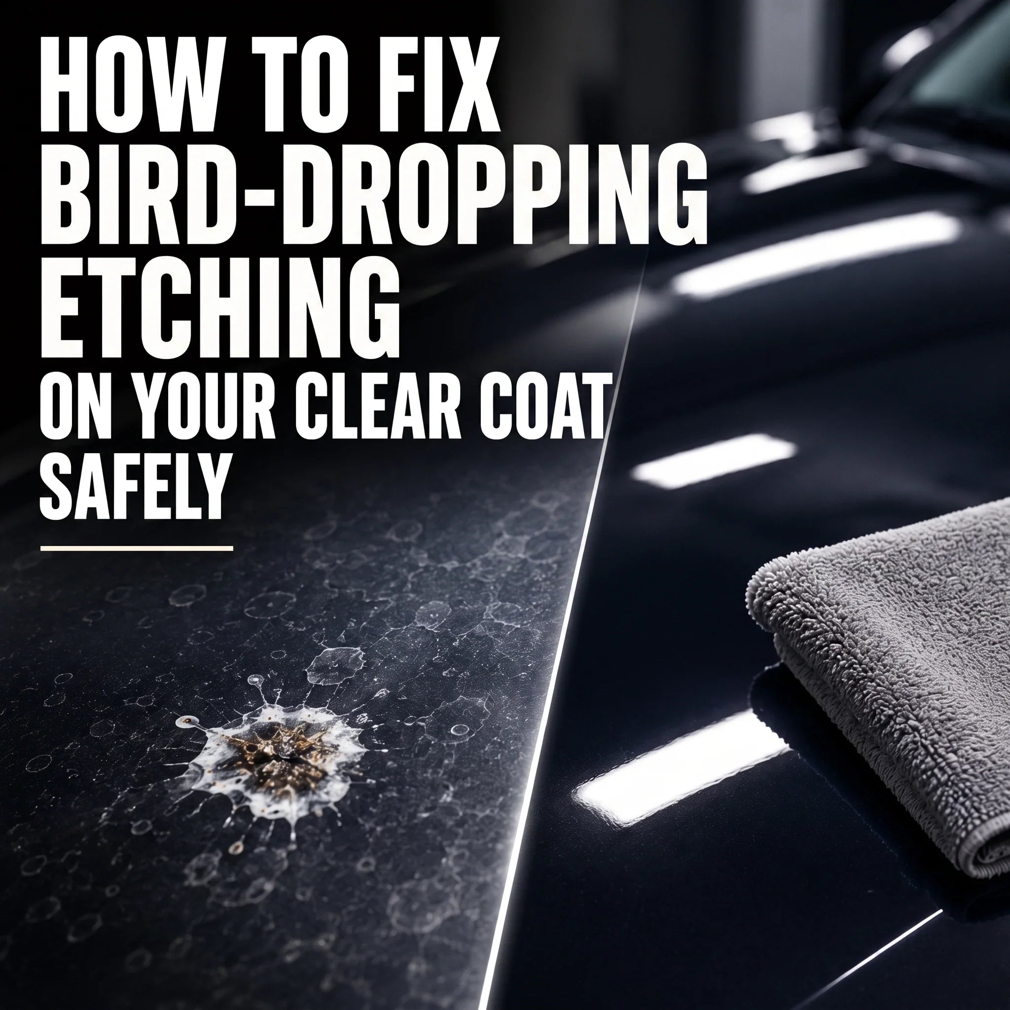 Removing bird-dropping etching from a car clear coat safely - CA Detailing