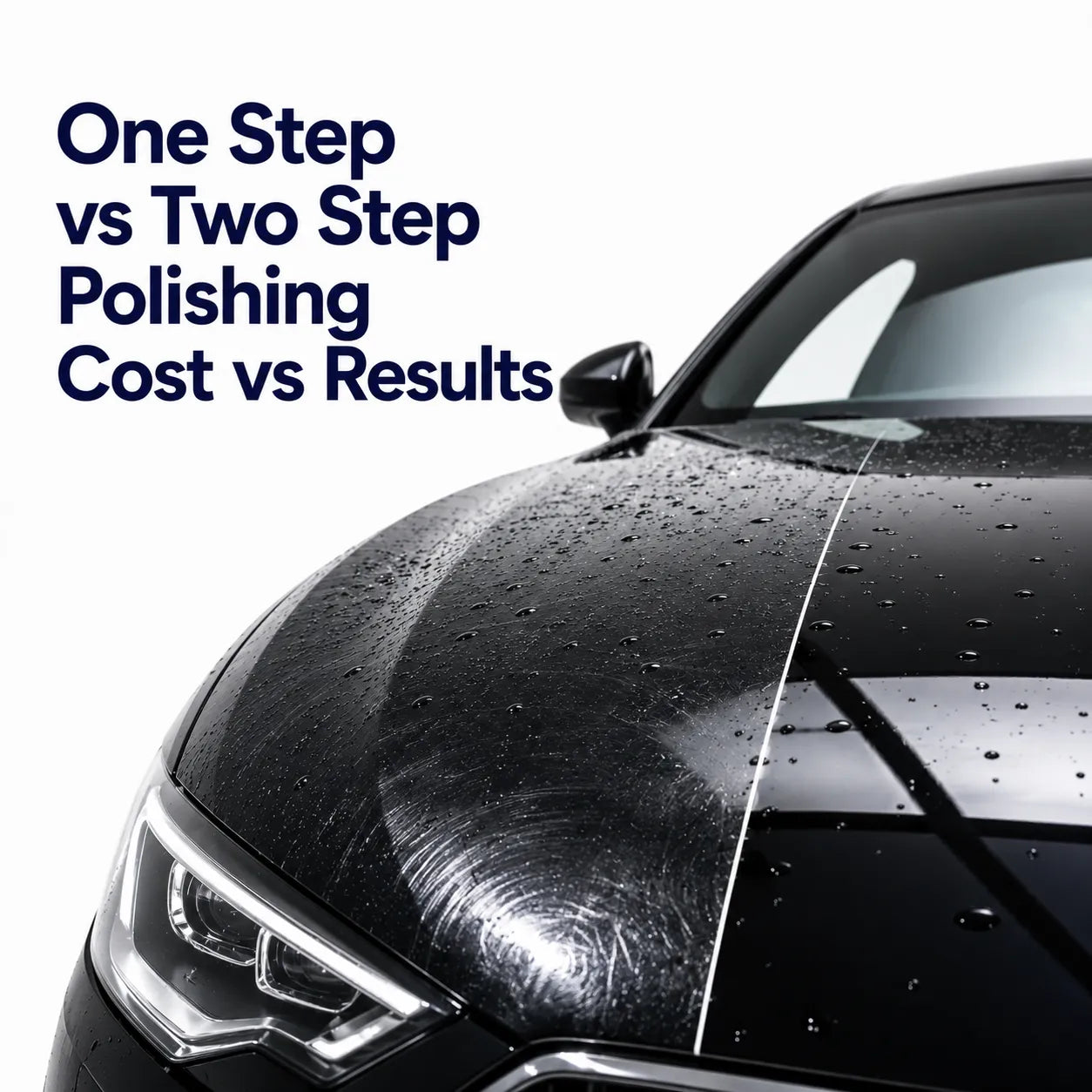 One-step versus two-step machine polishing on a car panel - CA Detailing