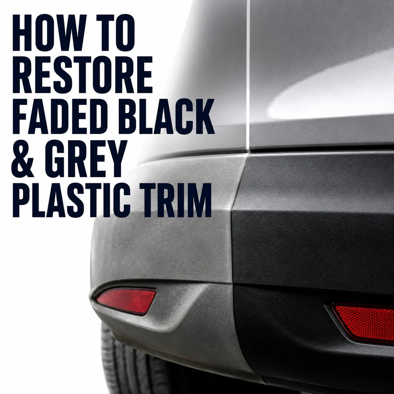 Faded and restored black plastic trim on a car - CA Detailing
