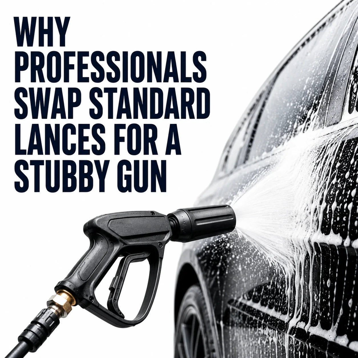 Standard pressure washer lance beside a stubby gun - CA Detailing