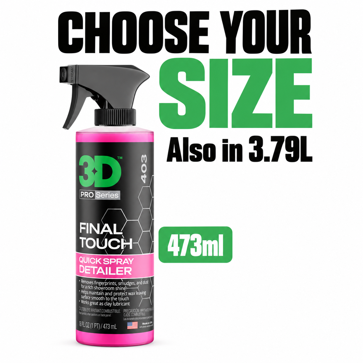 3D Final Touch - Quick Detailer Spray — Which sizes can I buy?