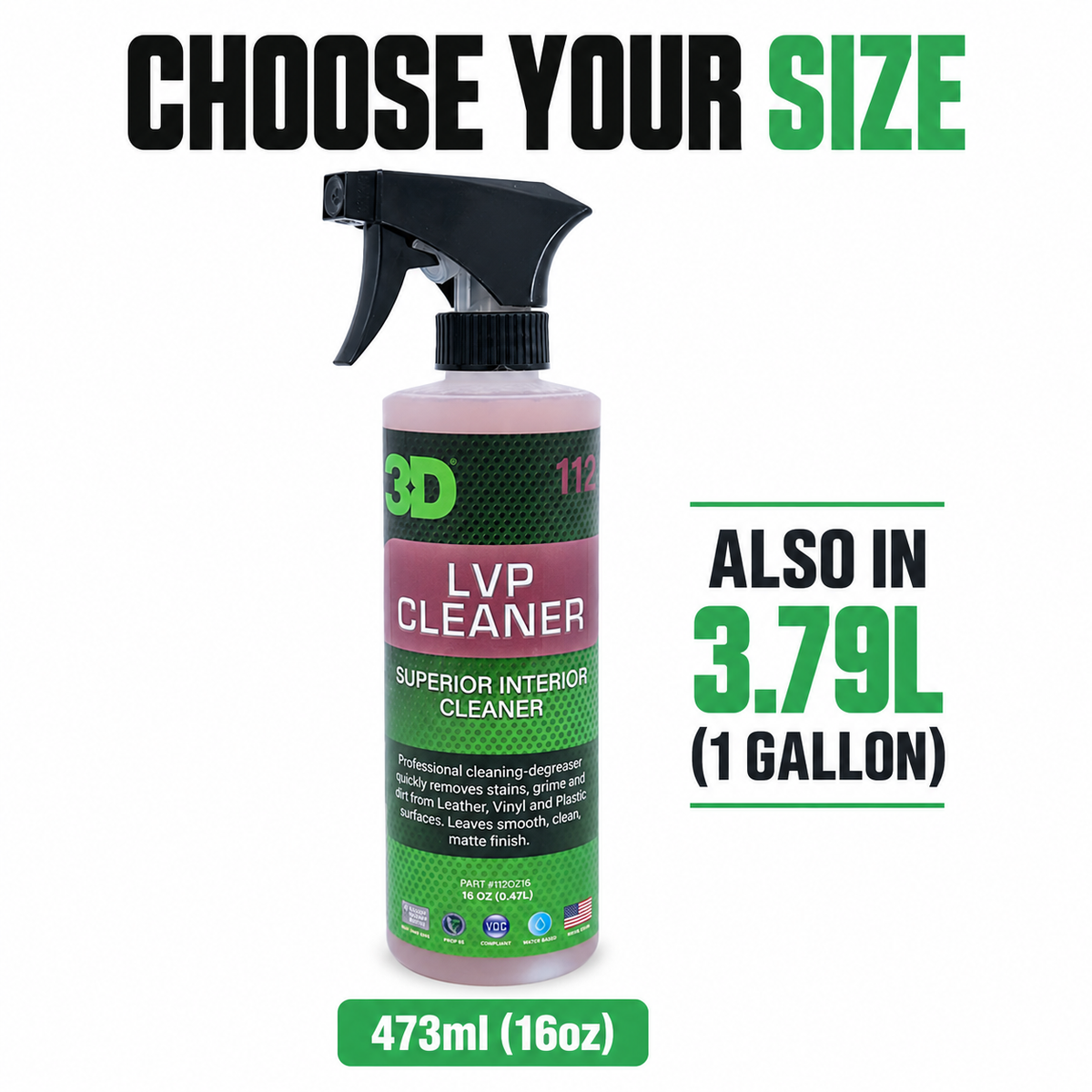3D LVP Cleaner - Leather, Vinyl & Plastic Interior Cleaner — Which sizes?