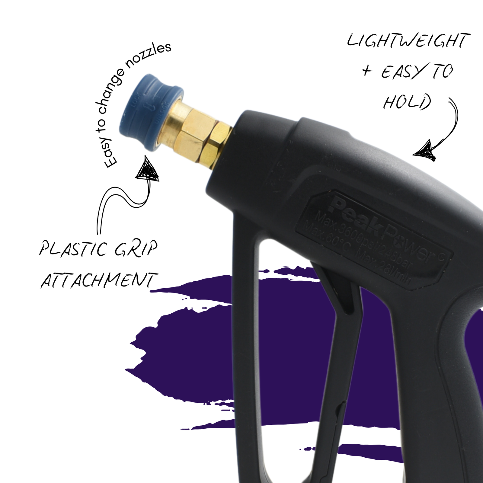 Short Stubby High Pressure washer Gun with Adapter & Nozzles