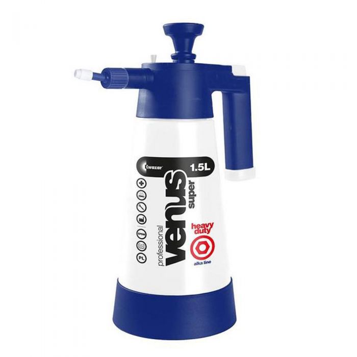 Kwazar Venus Super Pro+ Alkaline pressure sprayer 1.5 litre, blue alka line, front view