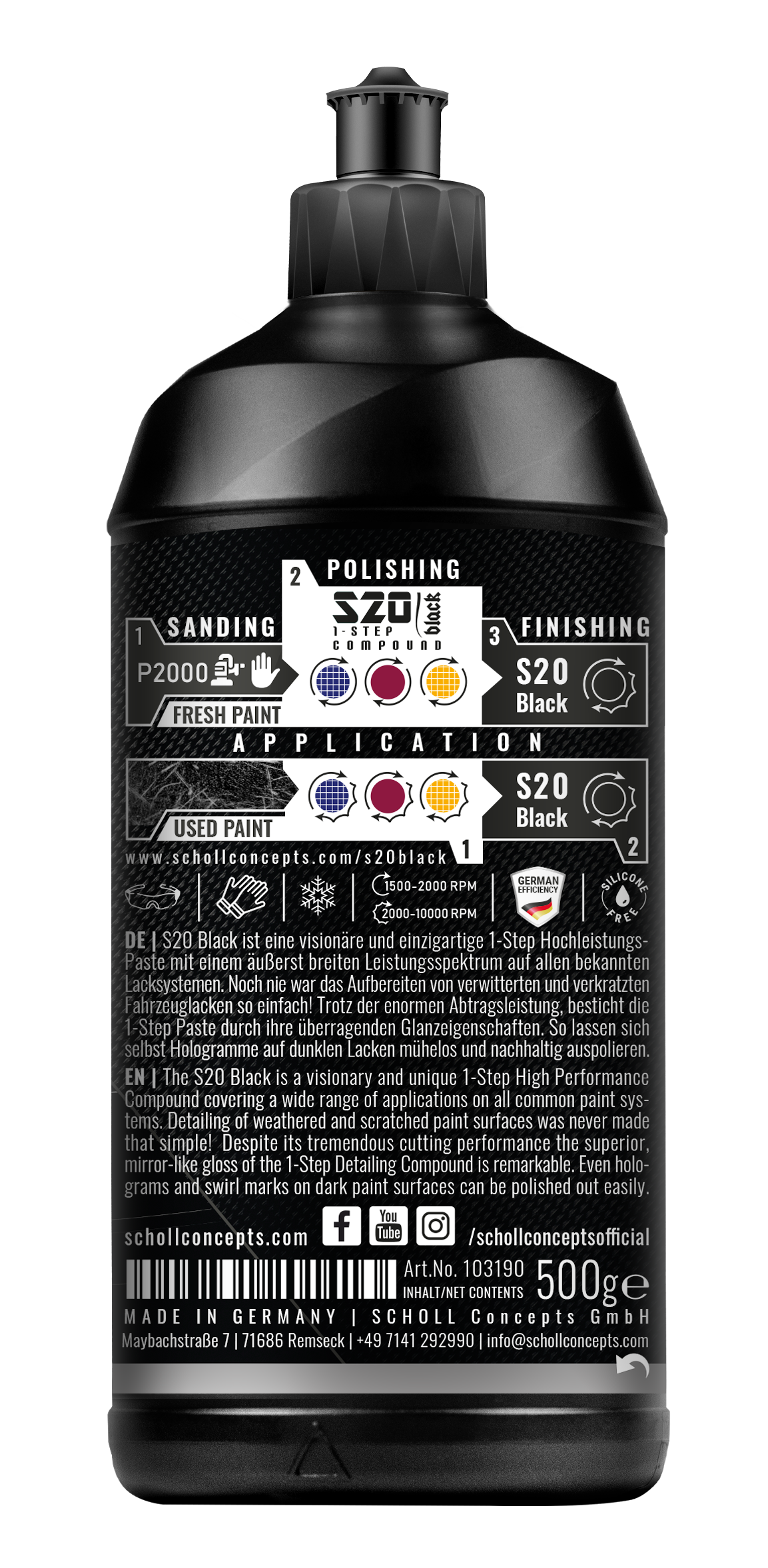 S20 Black Real 1-Step Compound 500g back