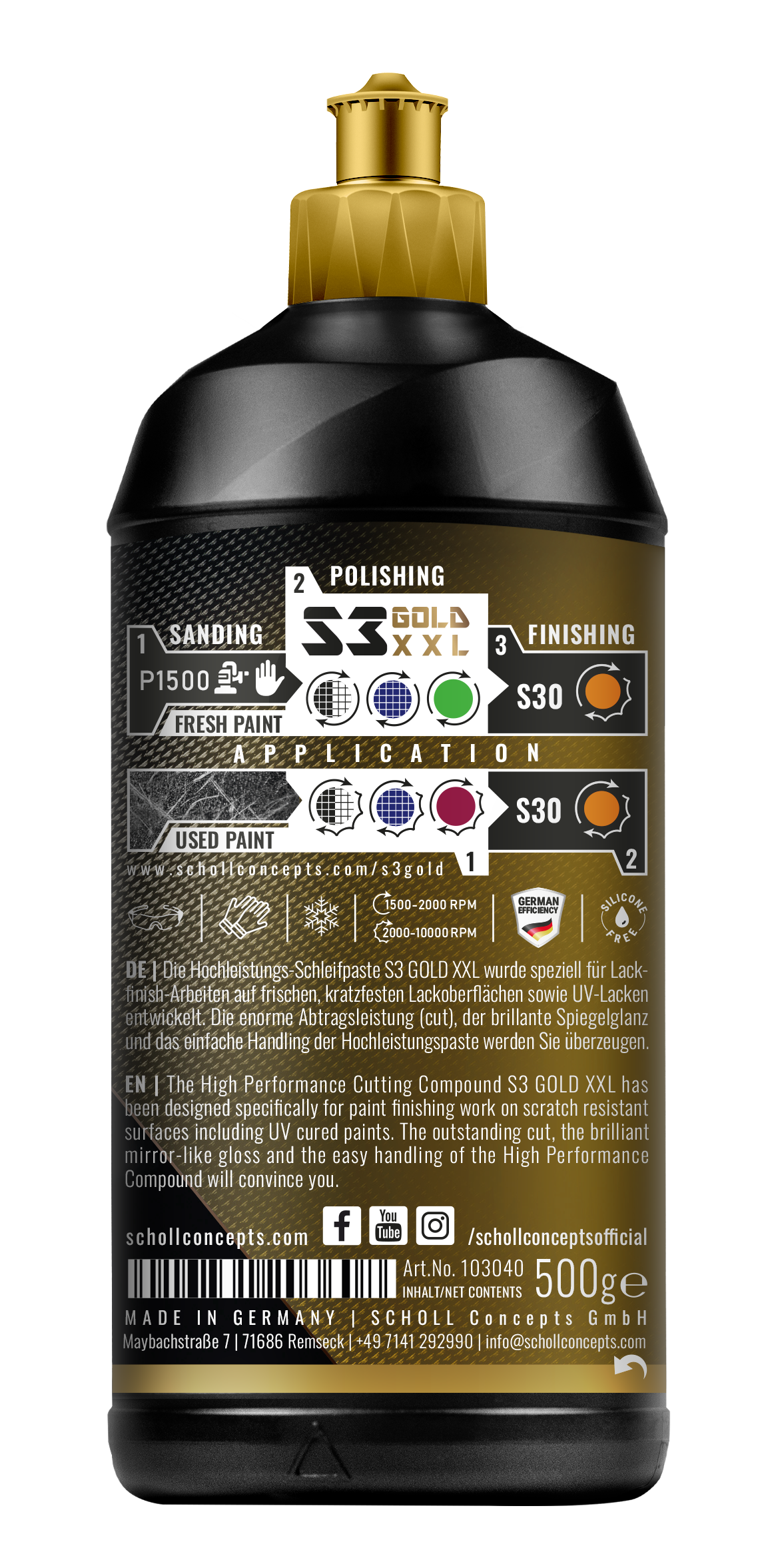 S3 Gold XXL High Performance Compound 500g back