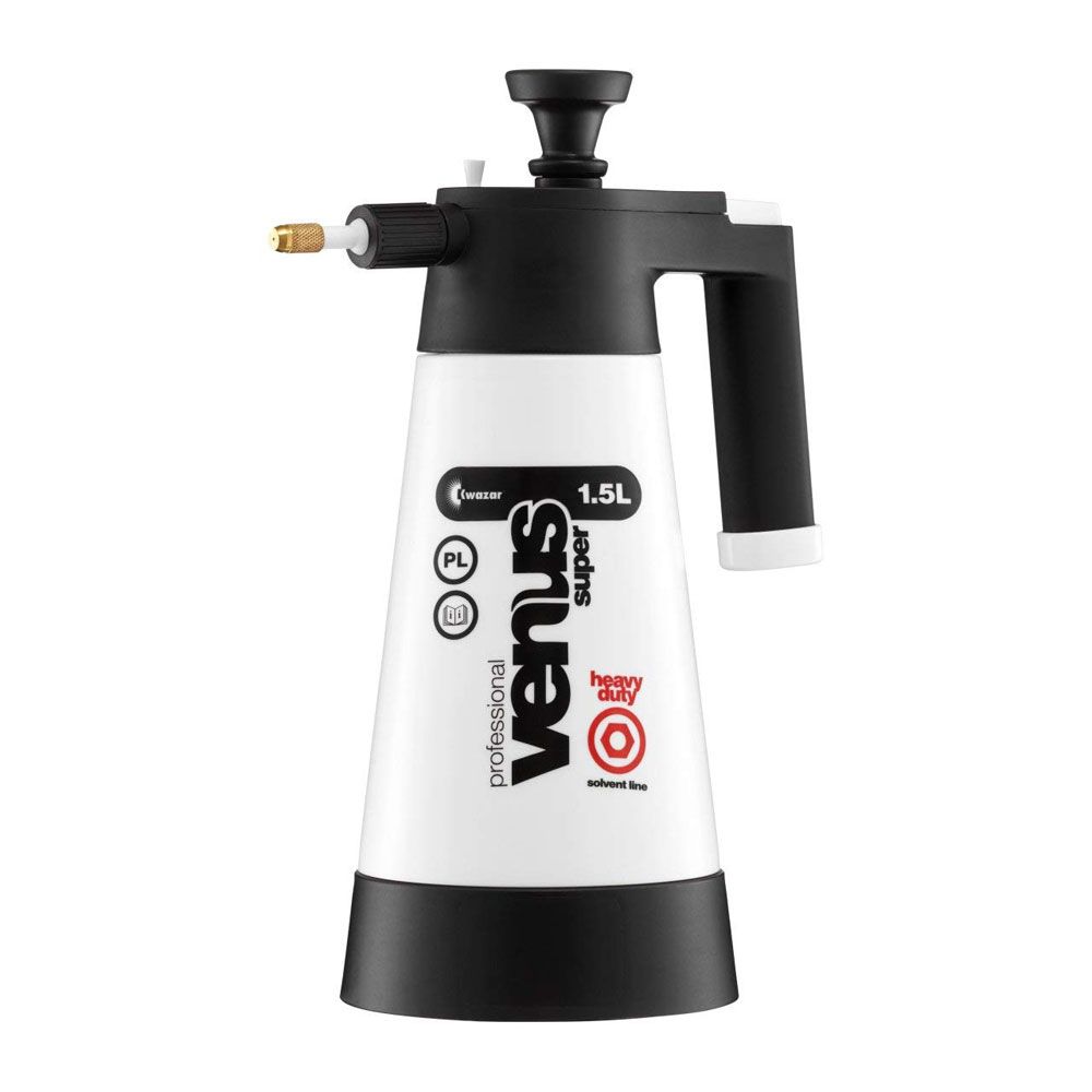 Kwazar Venus Super Pro+ Solvent pressure sprayer 1.5 litre, black solvent line, front view