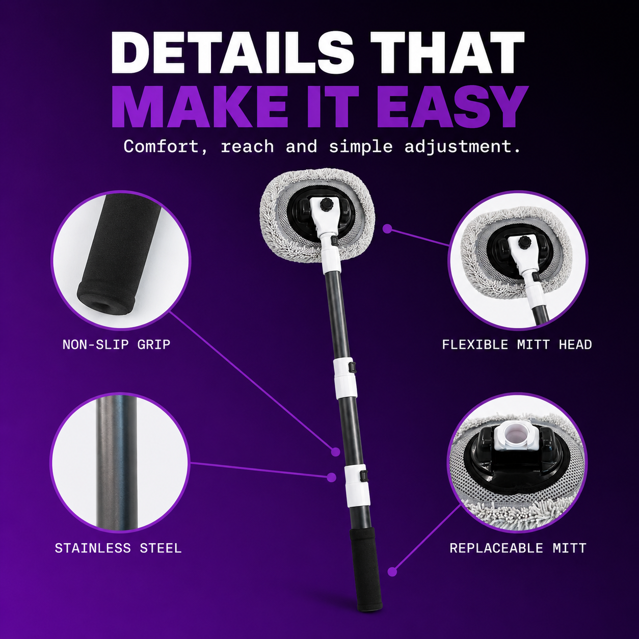 CAD Telescopic Extended Wash Pole