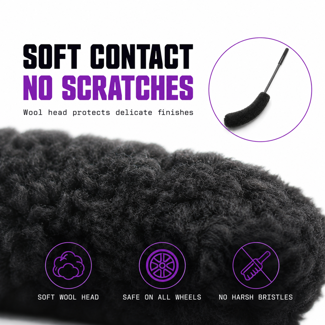CAD Alloy Wheel Wool Brush Set (Pack of 3)