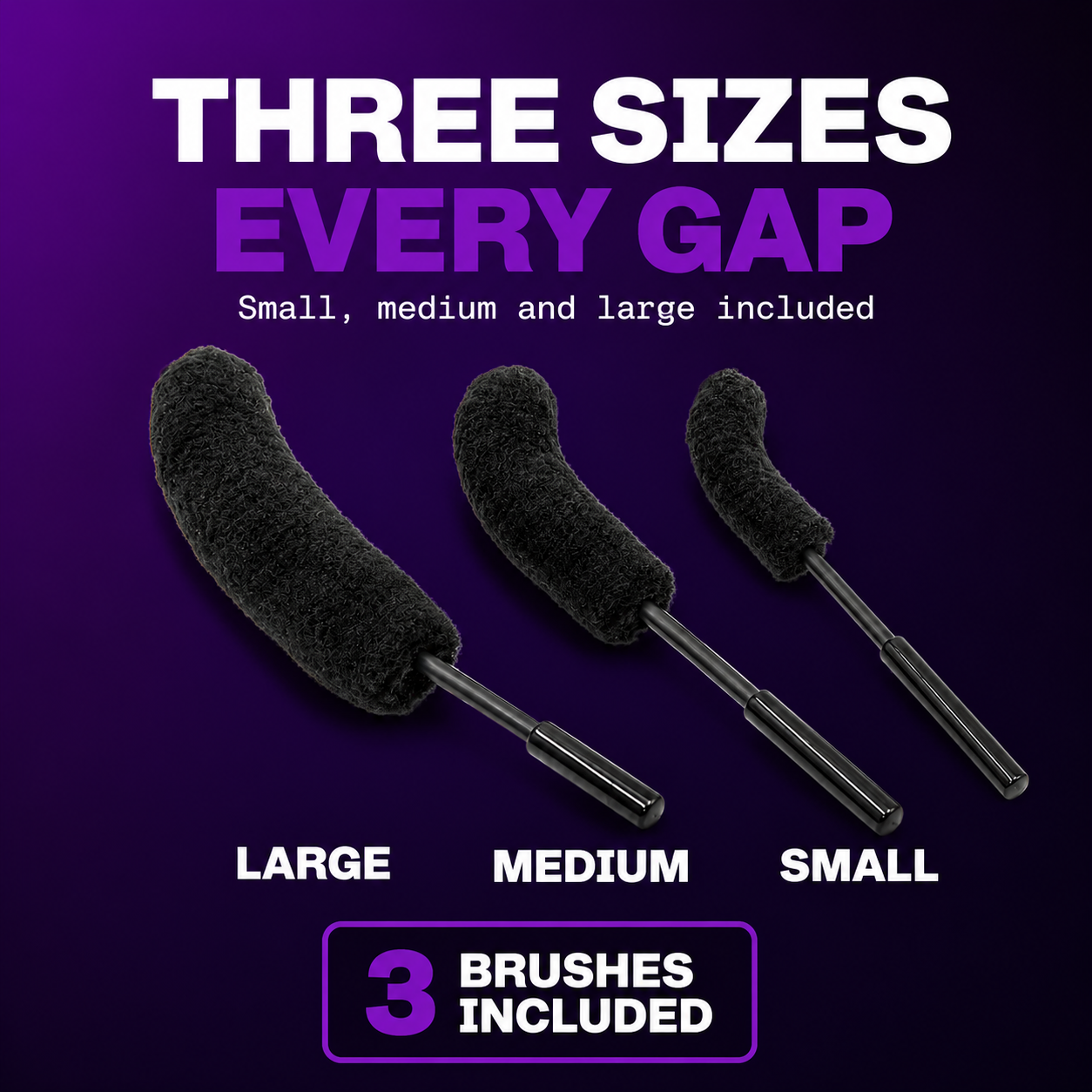 CAD Alloy Wheel Wool Brush Set (Pack of 3)