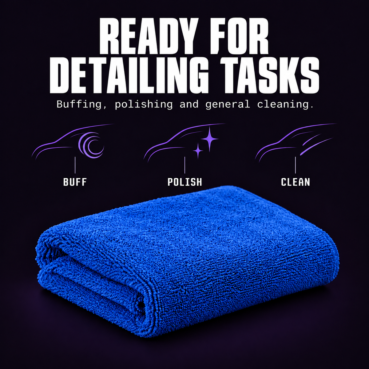 DTL LAB DL450 Plush Dual Pile Edgeless Microfibre Towels 450gsm, 40x40cm