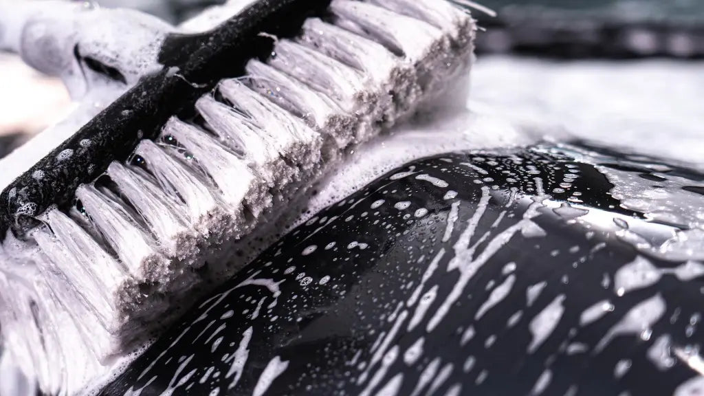 DIY Detail Perfectly Safe Wash Brush flagged bristles on paintwork — close-up