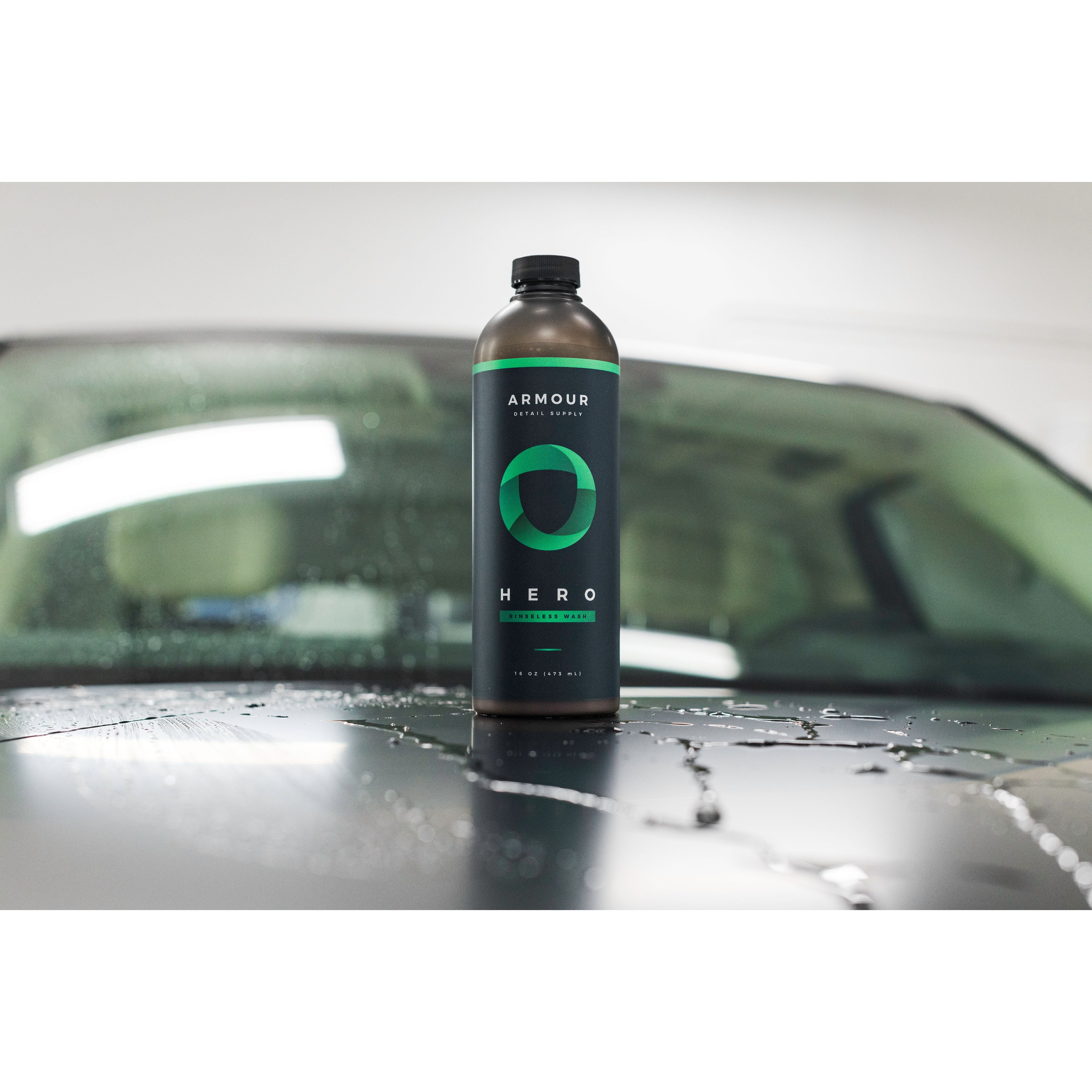 Armour Detail Supply Hero rinseless wash used on a car without a hose