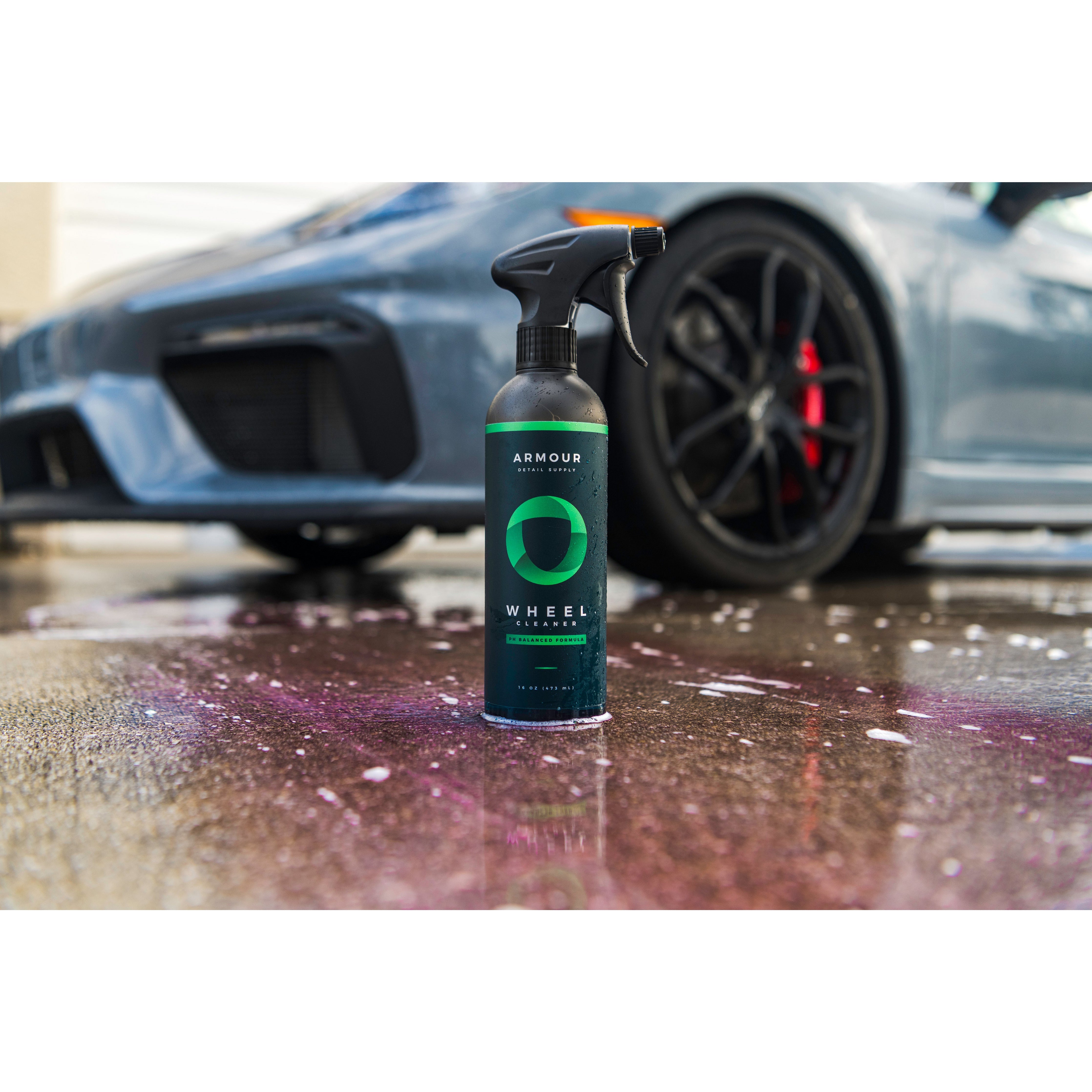 Armour Detail Supply Wheel Cleaner applied to an alloy wheel