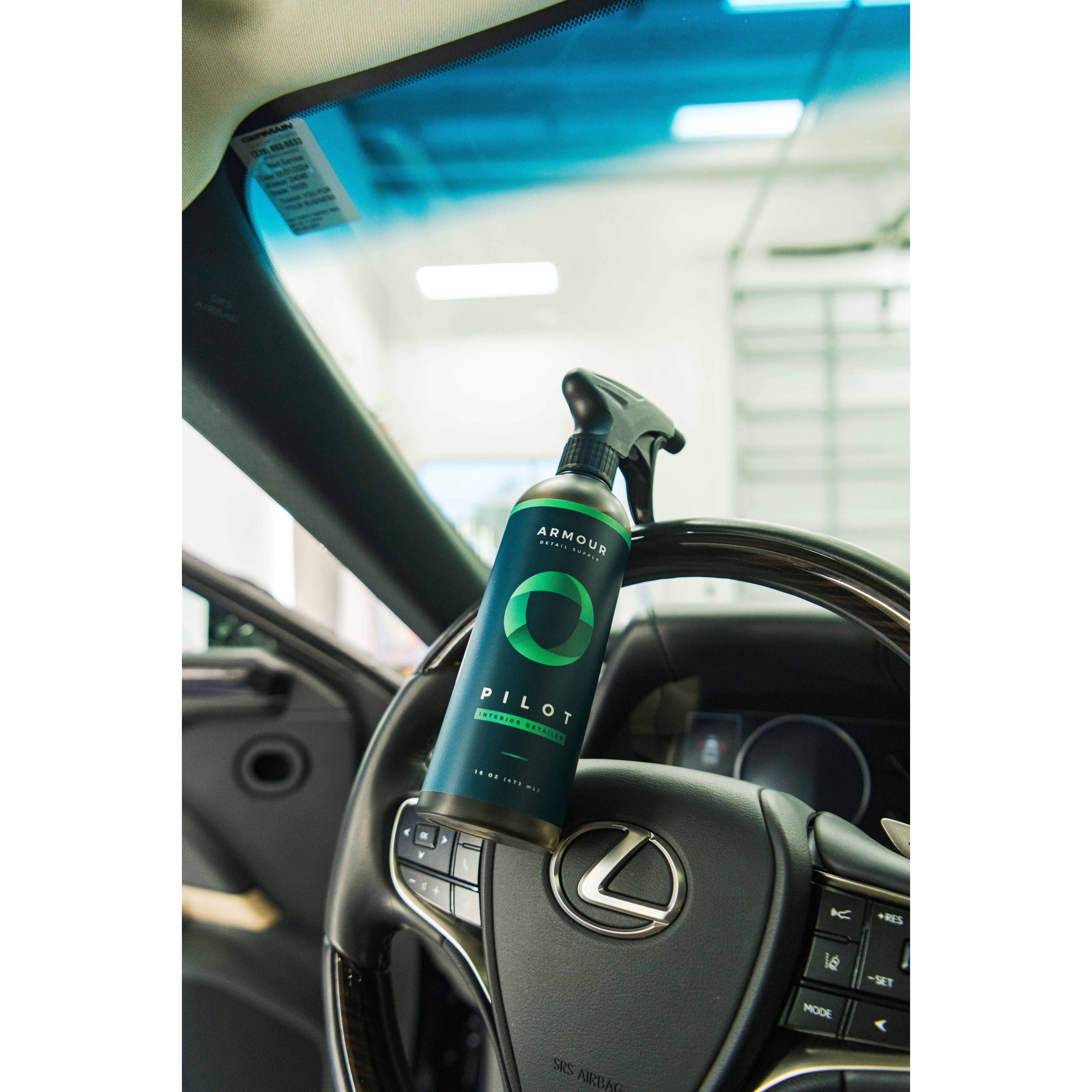 Armour Detail Supply Pilot interior detailer applied to a car cabin