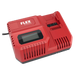 Flex CA 10.8/18.0 rapid battery charger with LCD display, front angled view