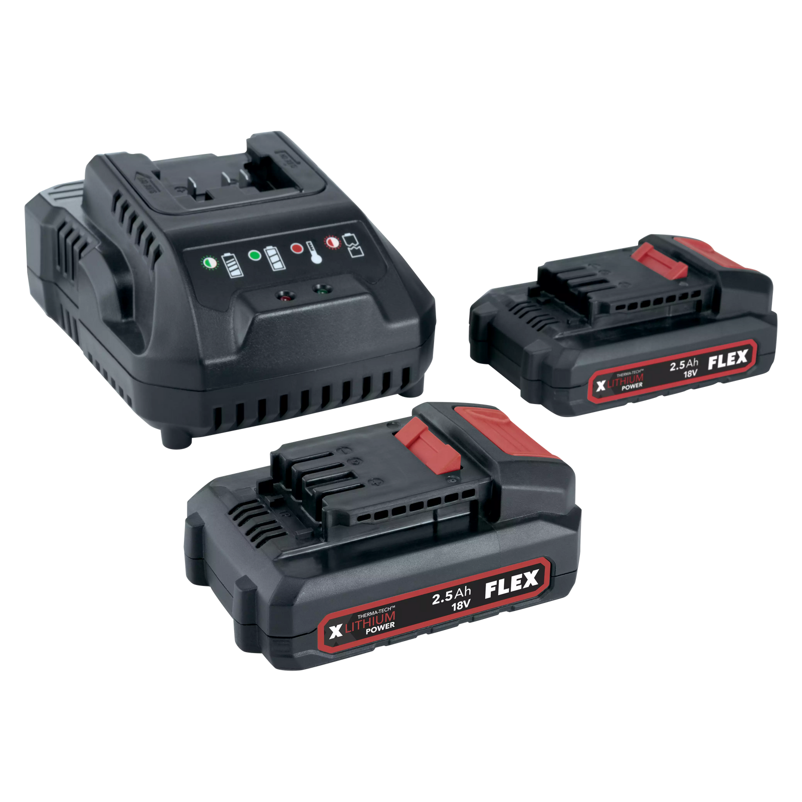 Flex P-Set 22 Q Charger & 2x 2.5Ah 18V Battery Set — product image