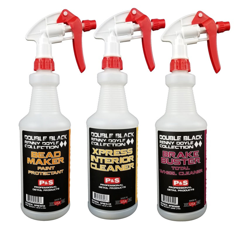 P&S Double Black 946ml spray bottles with the included trigger head fitted - trigger colour may vary