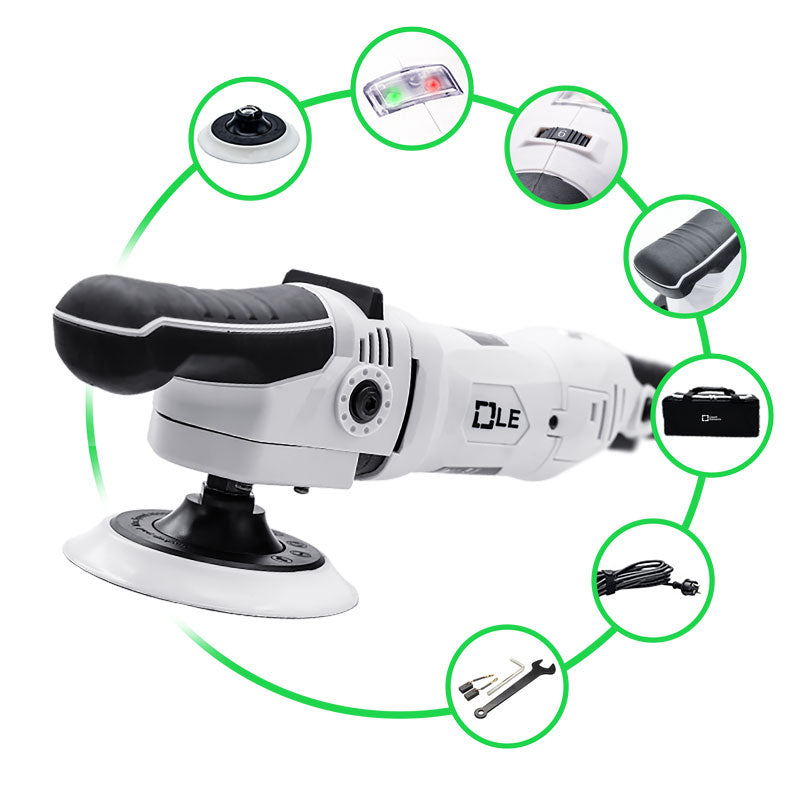 Liquid Elements Terminator V2 rotary polisher shown with included accessories