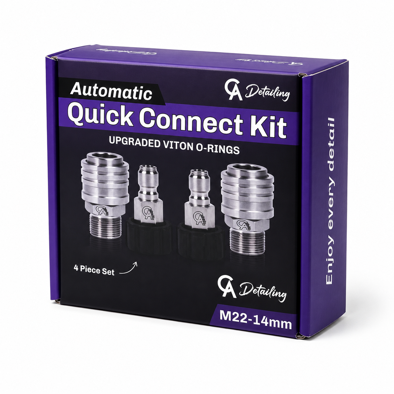 Stainless Steel M22-14mm Pressure Washer Quick Connect Kit, M22-14mm to 3/8