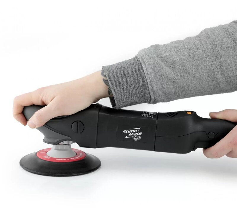 ShineMate EP802 Rotary Polisher — in use, two handed grip