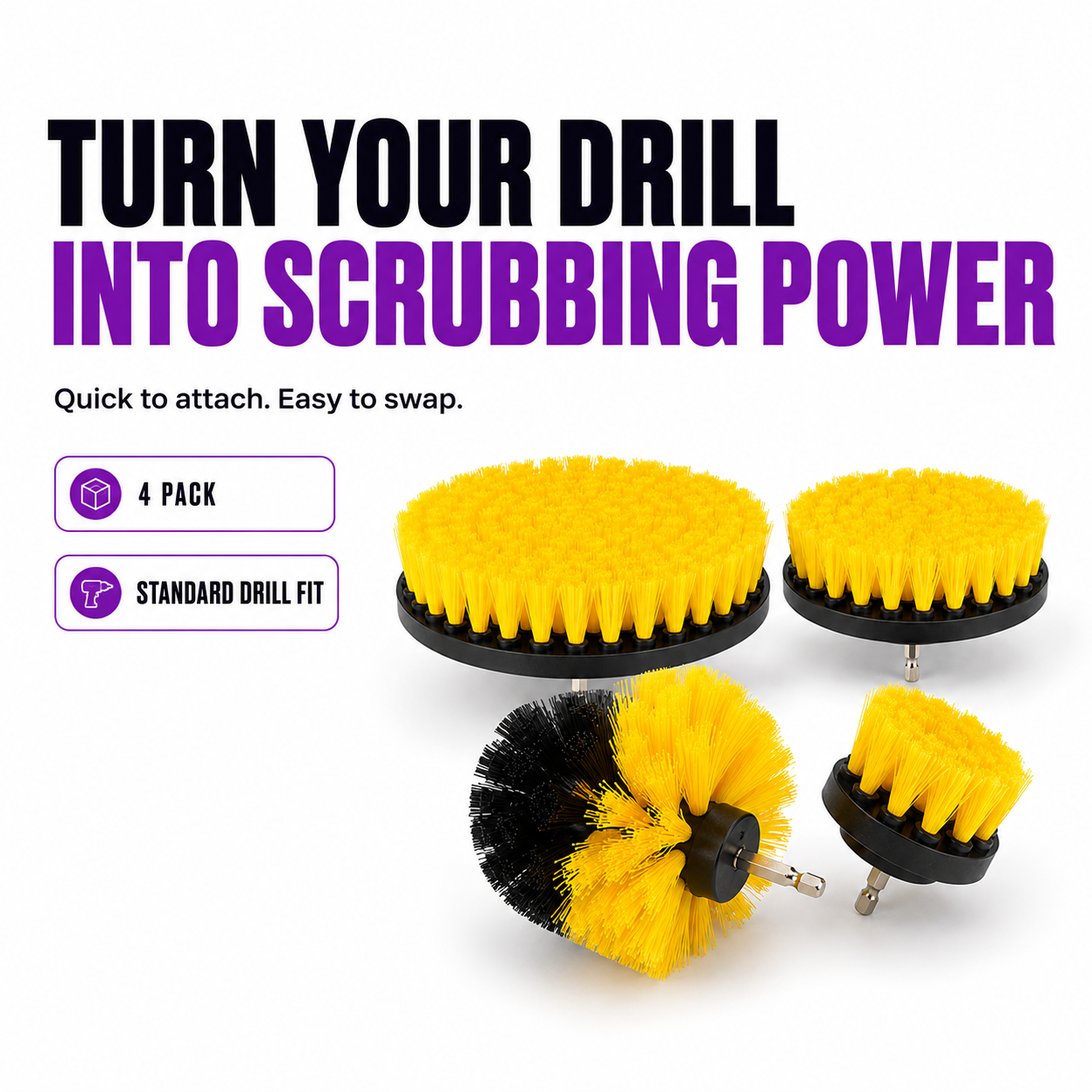 CAD 4-Piece Drill Brush Attachment Set