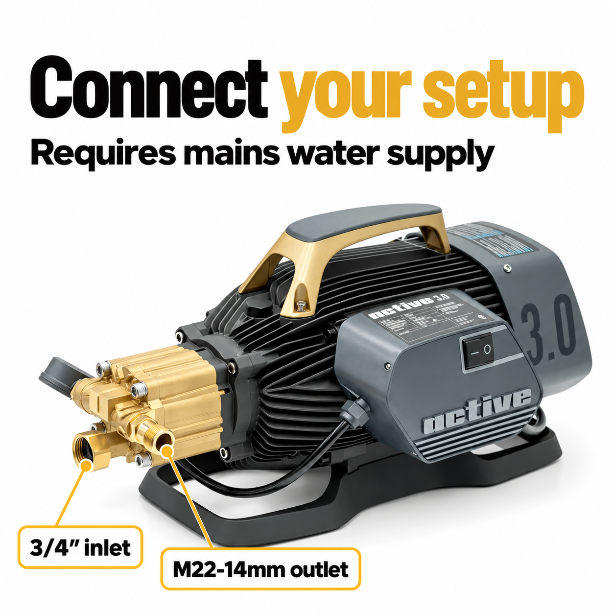 Active 3.0 Electric Pressure Washer  (Various Options) — What connections do I need?