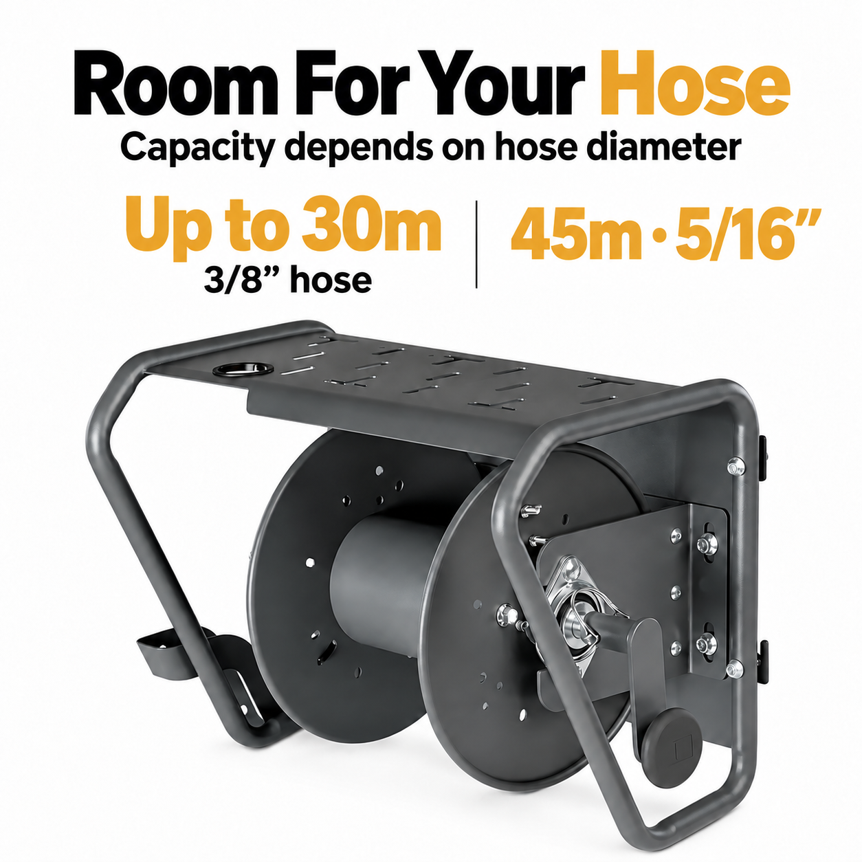 Active Pressure Washer Wall Mount Kit — How much hose fits?