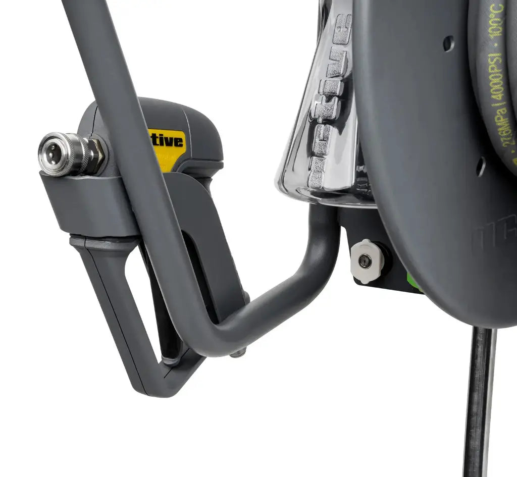 Close view of the Active wall mount trigger gun holster and nozzle slots