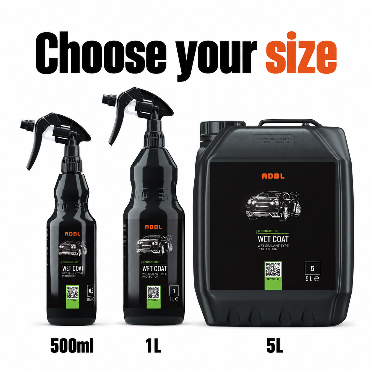 ADBL Wet Coat - Instant Hydrophobic Spray Sealant — Which sizes can I choose?