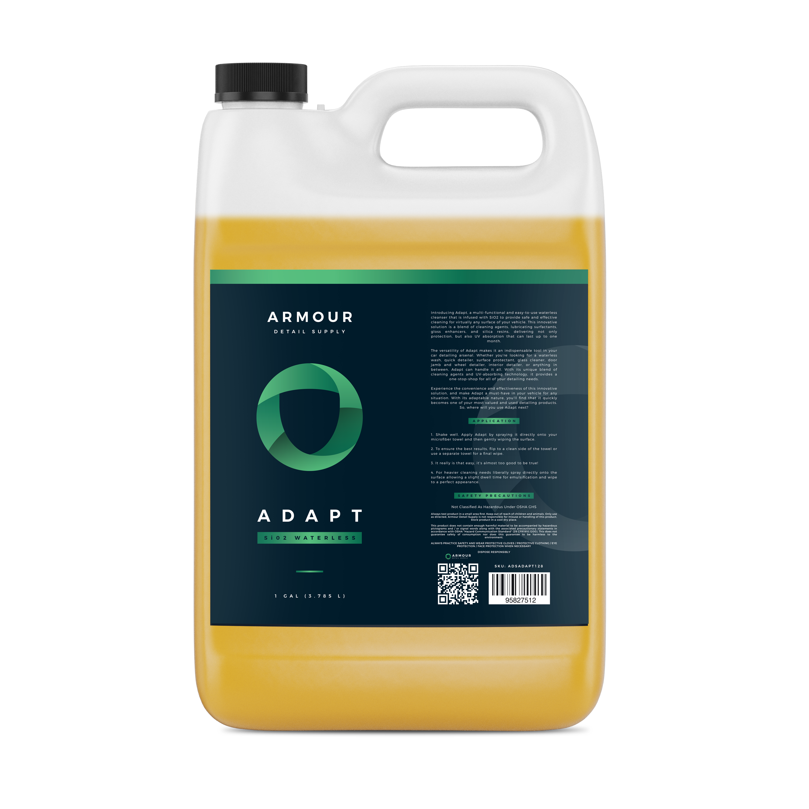 Armour Detail Supply Adapt Waterless Wash 3.79L gallon jug, front label