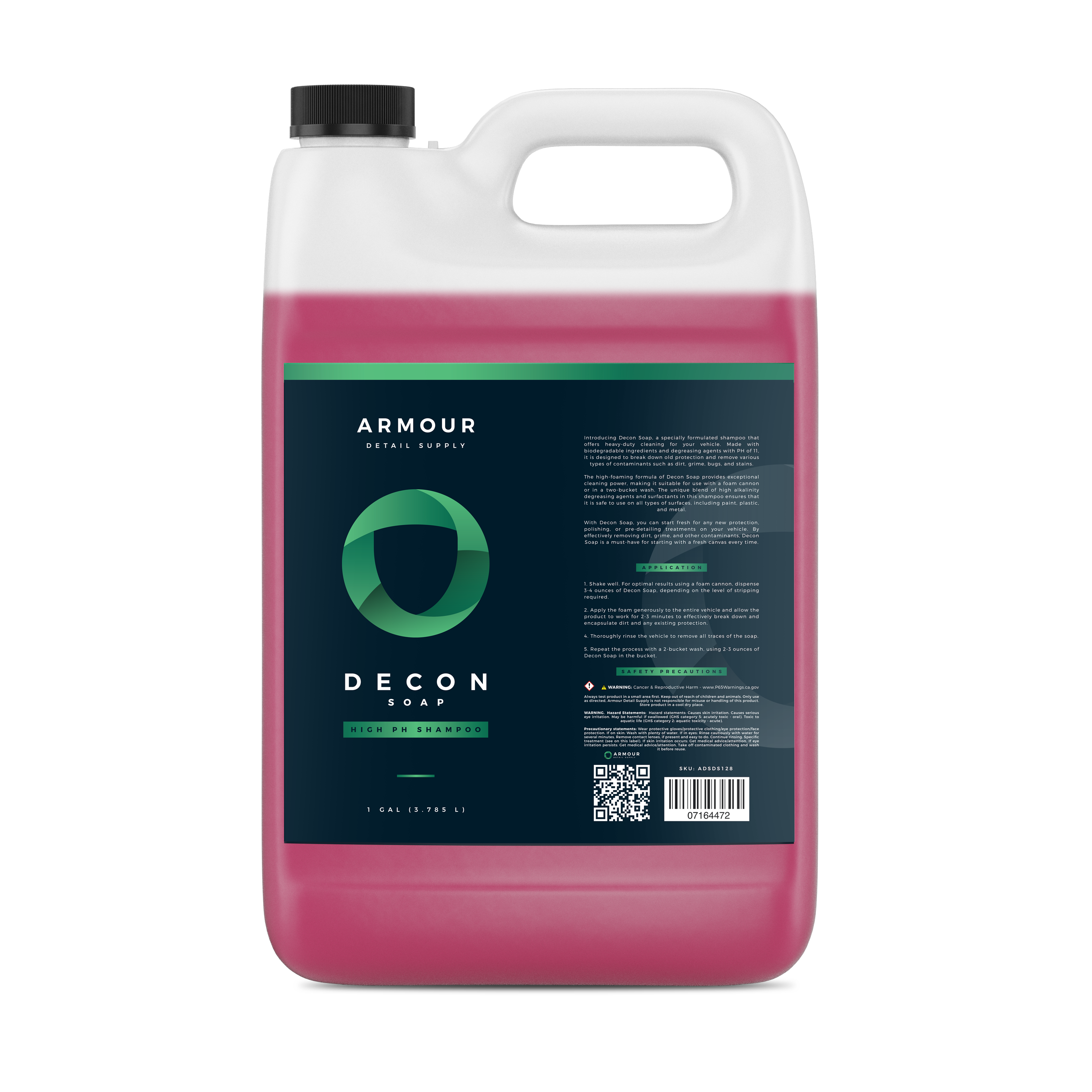 Armour Detail Supply Decon Soap 3.79L gallon jug, front label