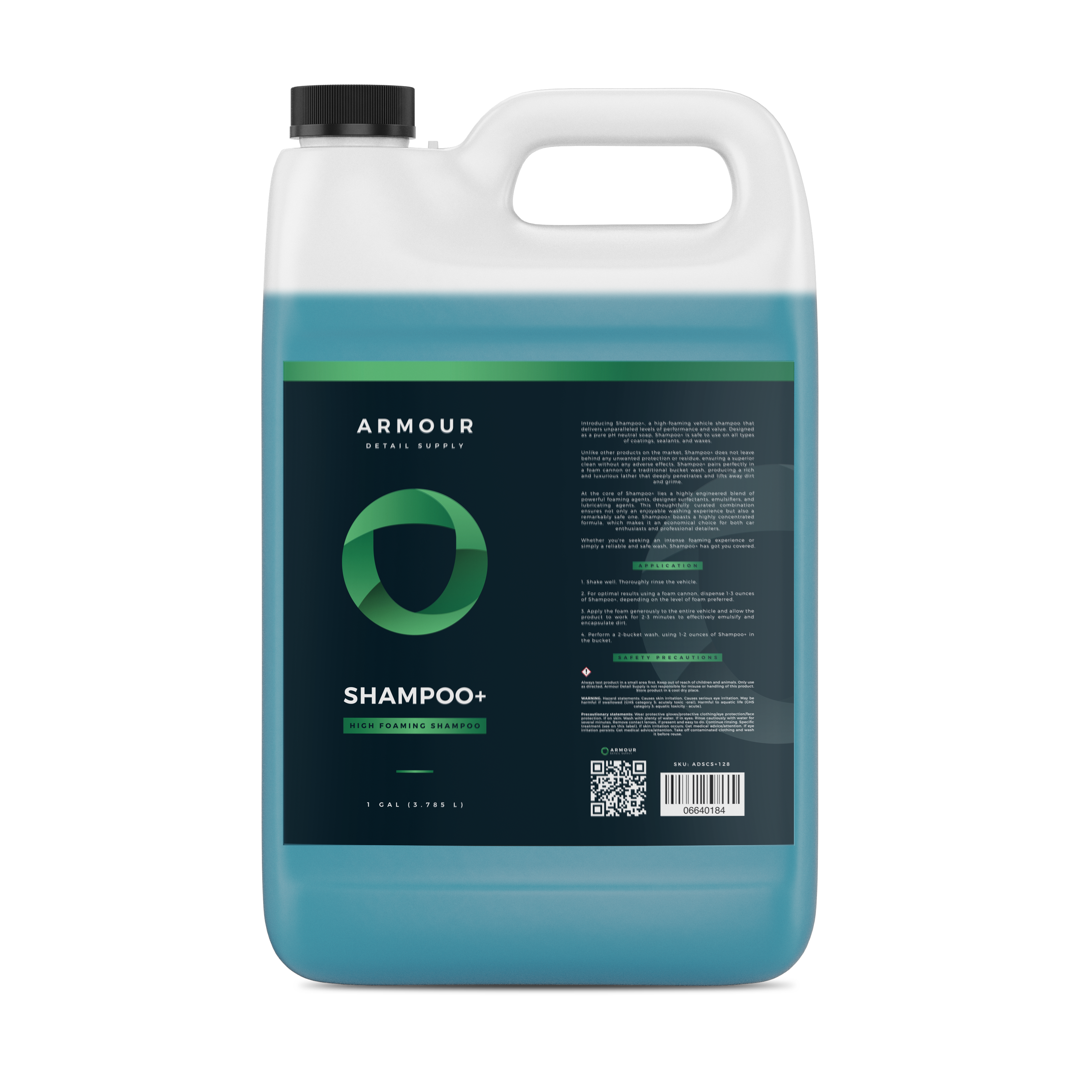 Armour Detail Supply Shampoo+ pH neutral car shampoo 3.79L gallon jug, front label