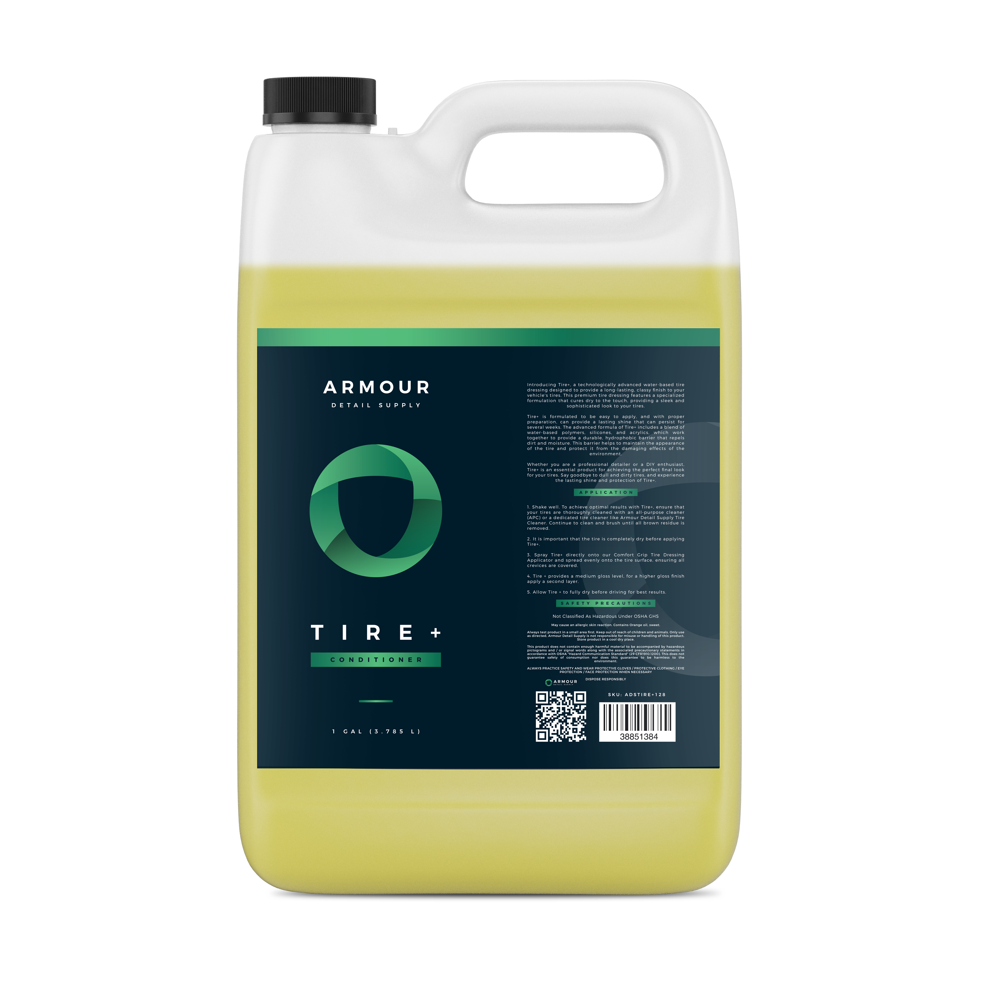 Armour Detail Supply Tire+ tyre dressing 3.79L gallon jug, front label