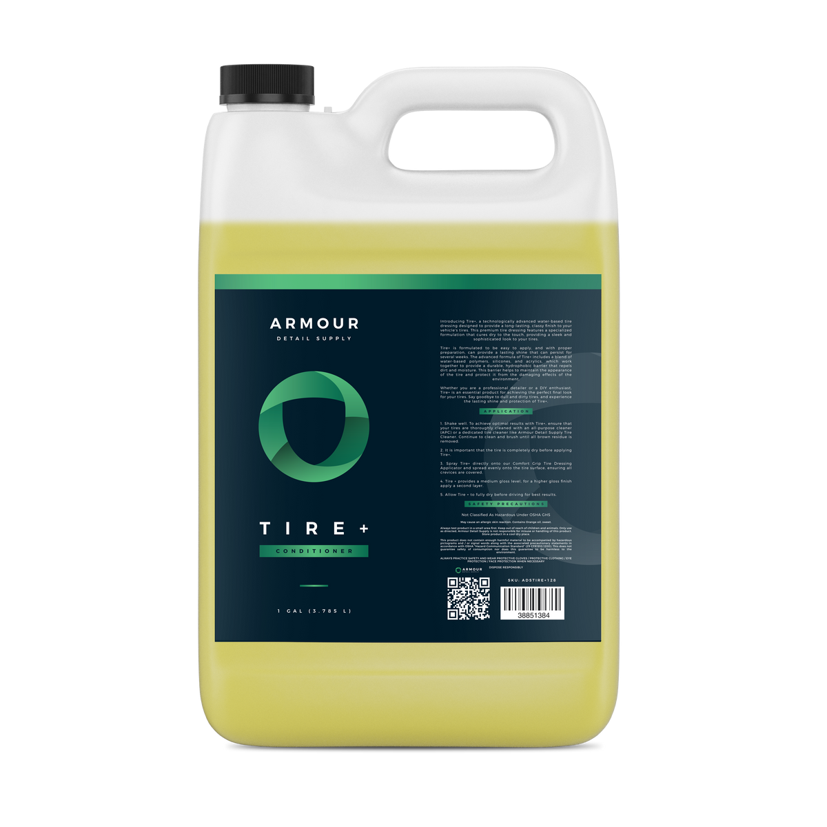 Armour Detail Supply Tire+ tyre dressing 3.79L gallon jug, front label