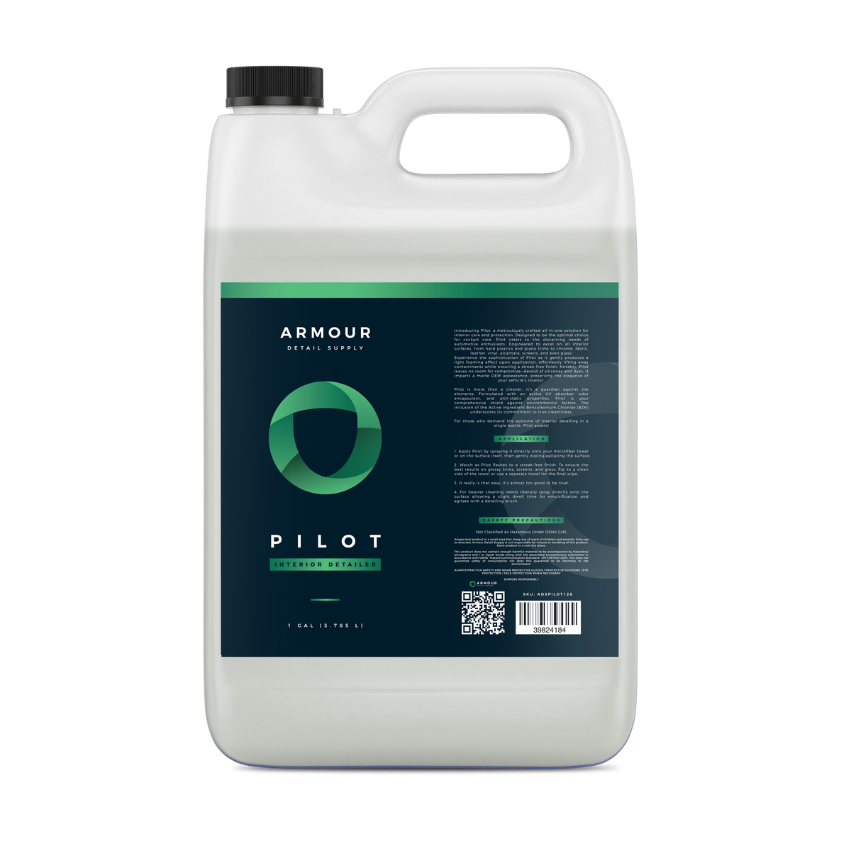 Armour Detail Supply Pilot Interior Detailer 3.79L gallon jug, front label