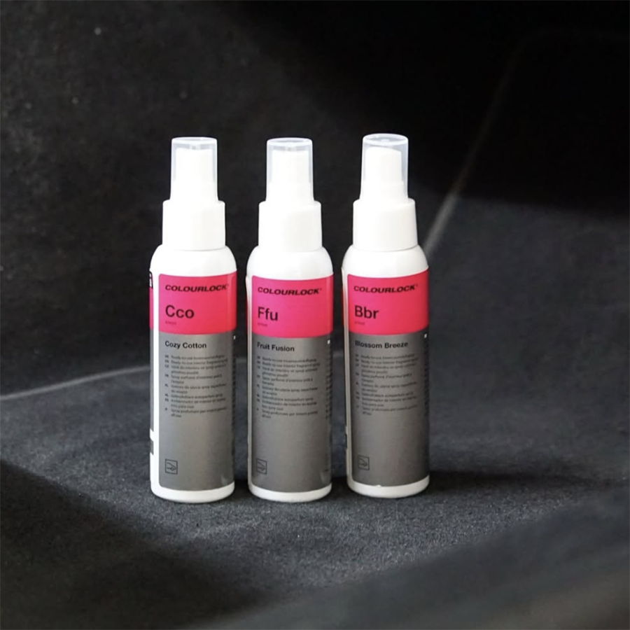 Koch Chemie Cozy Cotton, Fruit Fusion and Blossom Breeze air freshener sprays - in car