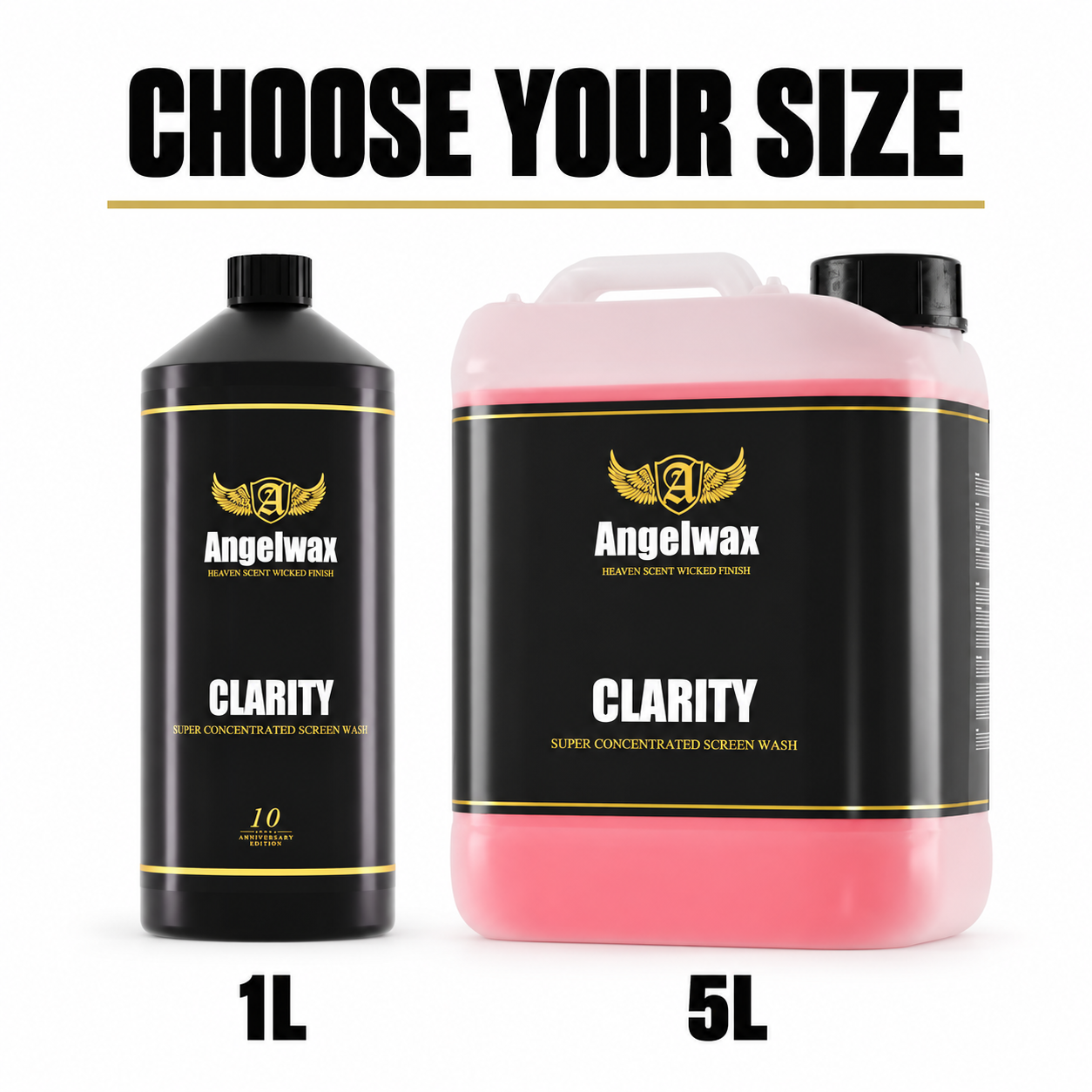 Angelwax Clarity Super Concentrated Screenwash — Which sizes can I buy?
