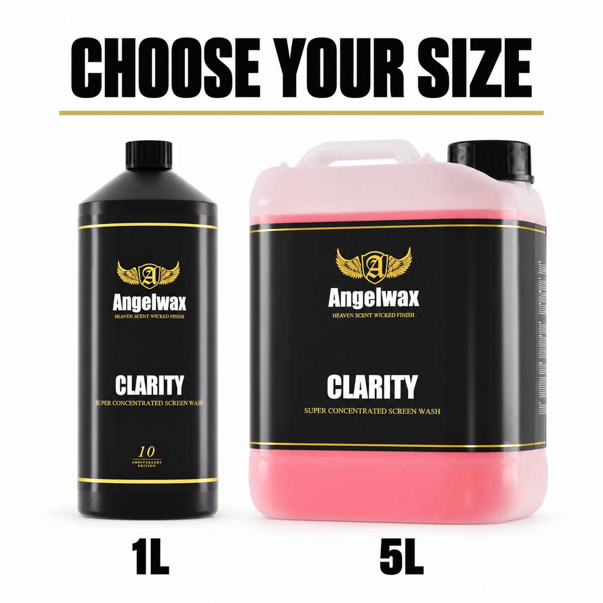 Angelwax Clarity Super Concentrated Screenwash — Which sizes can I buy?