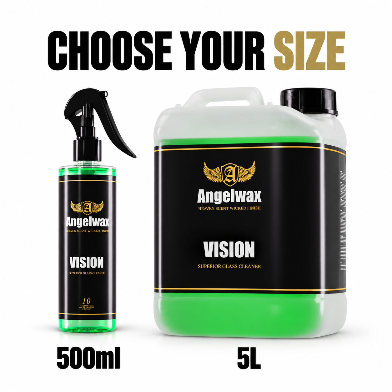 Angelwax Vision Superior Automotive Glass Cleaner — Which sizes are available?