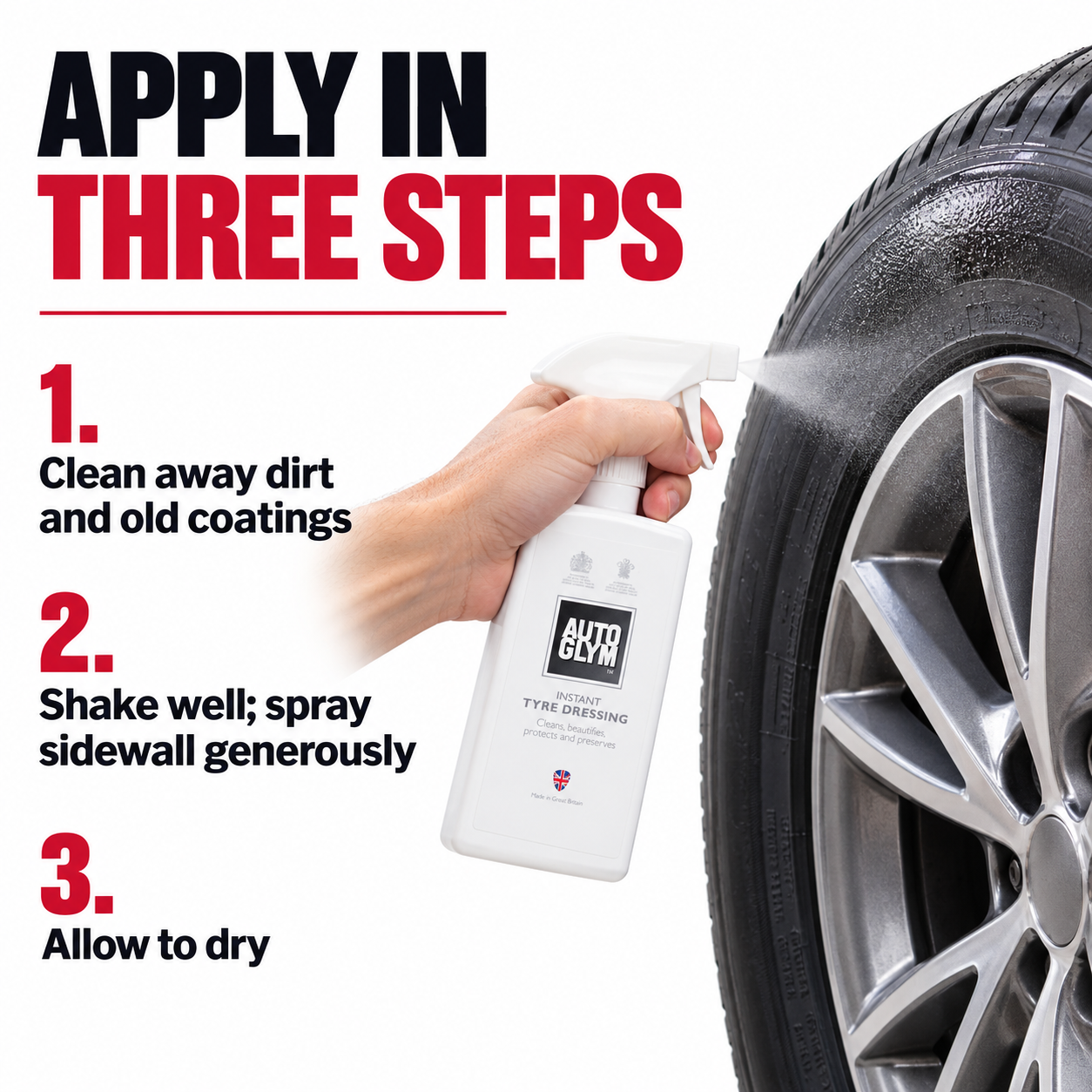 Autoglym Instant Tyre Dressing 500ml — How do I apply it?