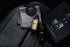 Aromatic 89 Car Care Set Dore, full set laid out on a leather seat
