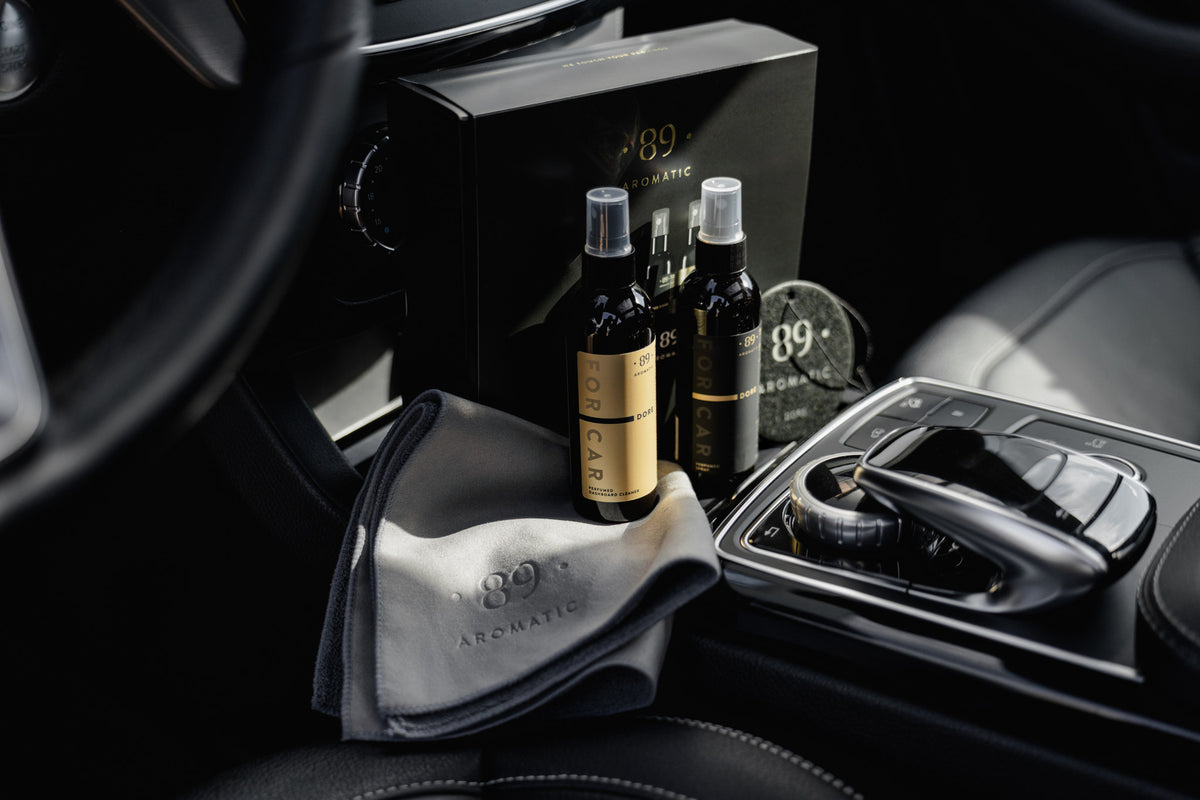 Aromatic 89 Car Care Set, set displayed on the centre console