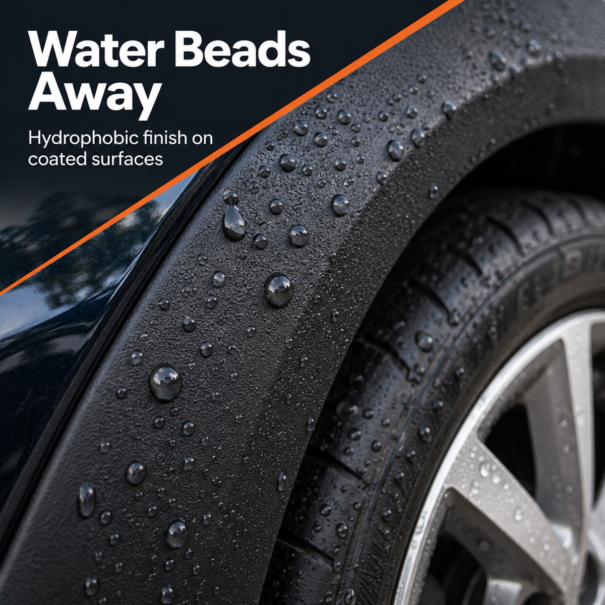 CarPro CQuartz Dlux - Plastic, Rubber & Wheel Coating Kit - 1 Year — What happens to water?