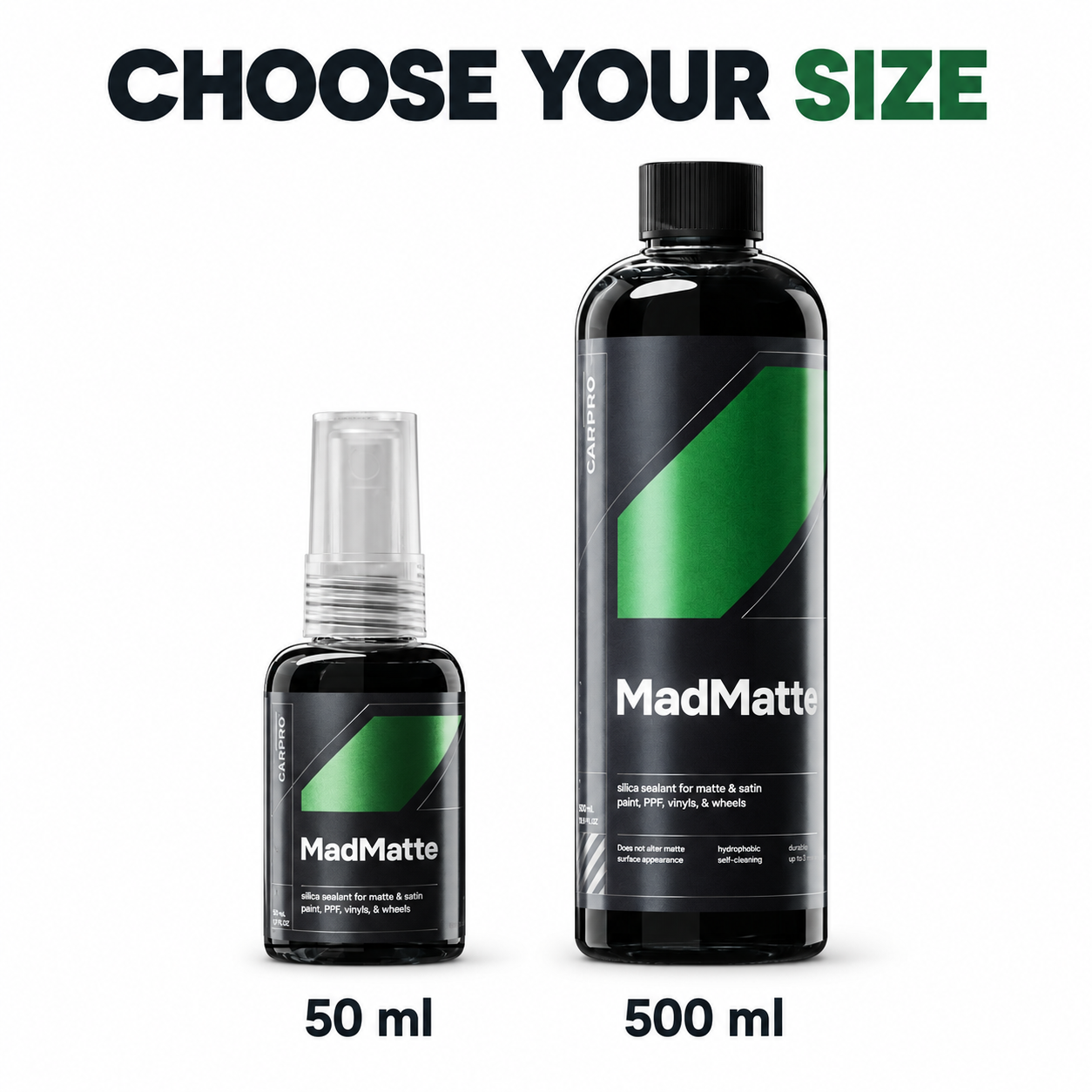 CarPro MadMatte Silica Sealant - Matte and Satin Protection — Which size should I choose?
