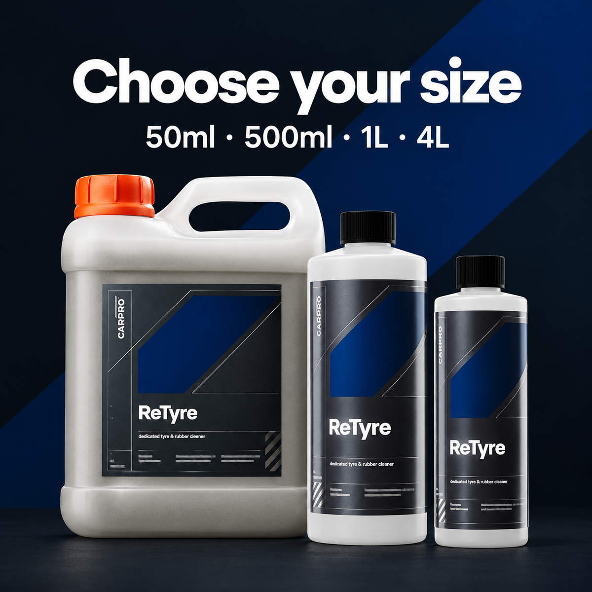 CarPro RETYRE Dedicated Tyre Cleaner — Which size can I choose?