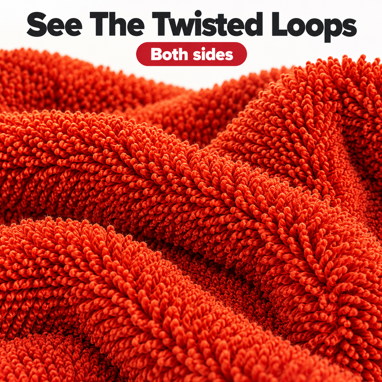 ChemicalWorkz Shark Twisted Loop Drying Towel 1400gsm (80x50cm) - Red — What does the pile look like?